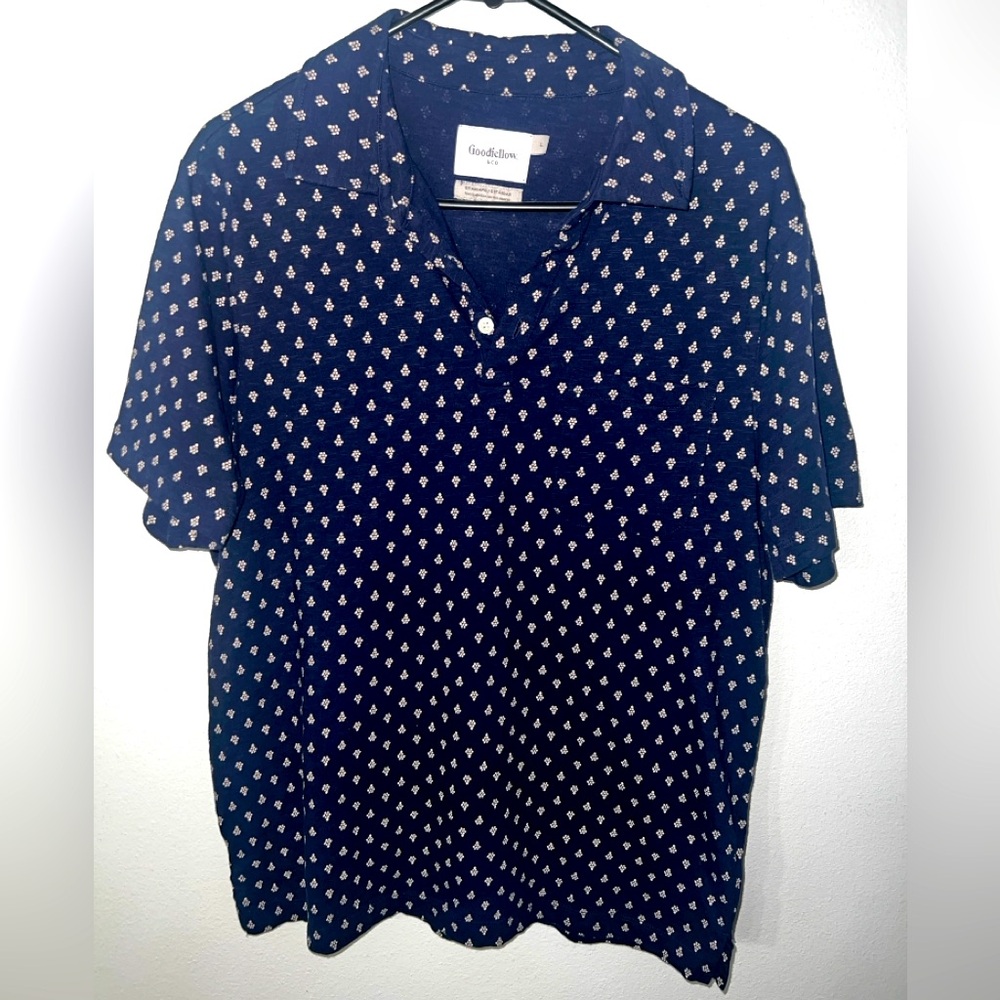 Goodfellow & Co Dark Blue Polo with Light Pattern